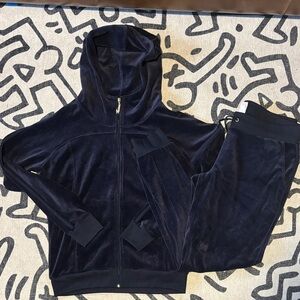 Juicy Couture Navy Velour Hoodie and Jogger Set